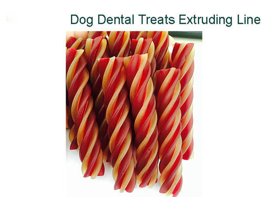 Cor gêmea linha de produção torcida dos petiscos do cão da pastilha elástica da máquina dos alimentos para animais de estimação da forma