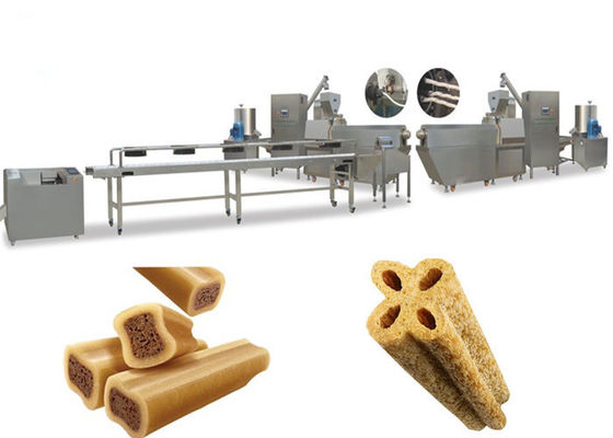 Cor gêmea linha de produção torcida dos petiscos do cão da pastilha elástica da máquina dos alimentos para animais de estimação da forma