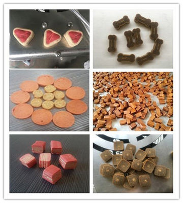 Linha de produção fria dos alimentos para animais de estimação da extrusão, animal de estimação que mastiga a máquina do osso com índice alto da carne