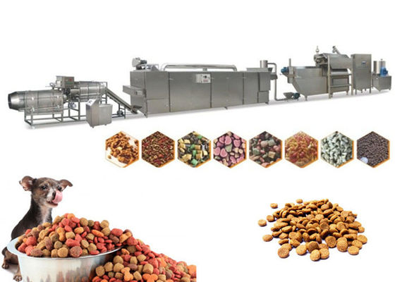 Linha de produção dos alimentos para animais de estimação da extrusora de parafuso 300KG/hr do gêmeo do PLC