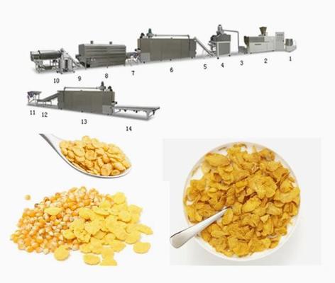 Linha de produção inteiramente de aço inoxidável de 304 flocos de milho dos cereais de café da manhã