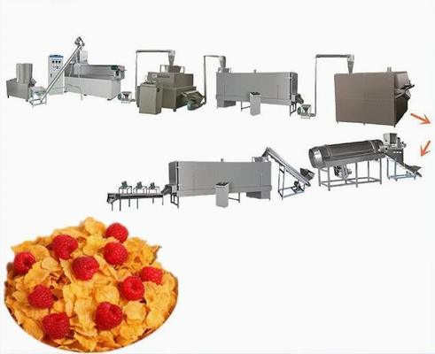 Linha de processamento de flocos de milho Kellogg torrados para café da manhã, 200-500kg, máquina extrusora de alimentos para lanches