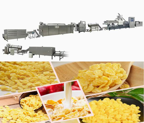 Linha de produção de aço inoxidável da extrusora do petisco para flocos do cereal/milho