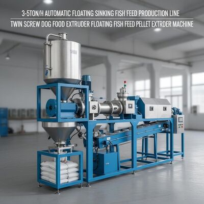 3-5ton/h Automática Floating Sinking Fish Feed Production Line Twin Screw Dog Food Extruder máquina de extrusão de pellets flutuantes para alimentação de peixes