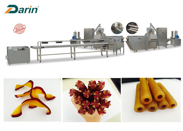 Máquina dental macia da extrusão do animal de estimação do tela táctil do PLC do motor de Siemens que mastiga a linha expulsando tensão do deleite de 24V