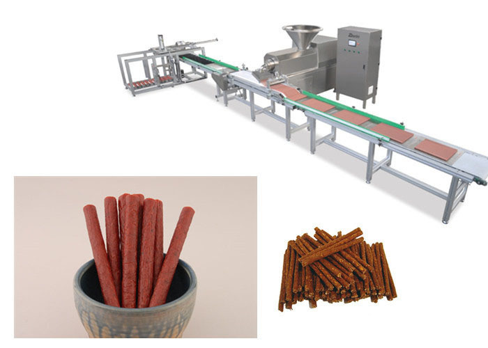 Linha de produção de aço inoxidável tira dos alimentos para animais de estimação da carne que forma com auto sistema da bandeja