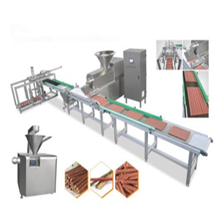 A auto linha de produção dos alimentos para animais de estimação das tiras da carne para a nutrição do animal de estimação trata tiras reais da carne com o arroz
