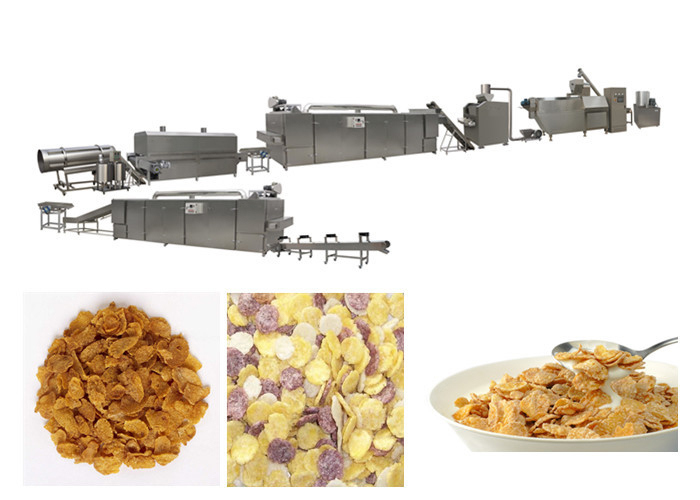 PLC de aço do motor de Stailess Siemens da máquina automática completa da extrusão dos flocos de milho do cereal de café da manhã