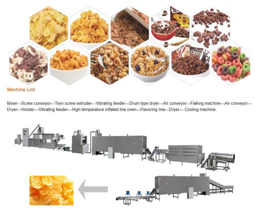 Barra do cereal de café da manhã/linha de produção flocos de milho com padrão do CE
