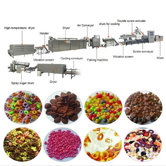 Linha de produção dos flocos de cereal e de milho de café da manhã/máquina da extrusora petisco do sopro