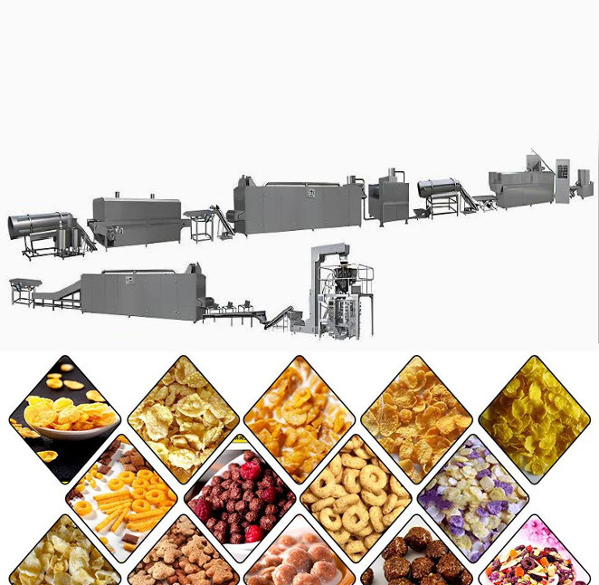 Alimento automático dos flocos de milho do volume da capacidade alta que faz a máquina para petiscos dos cereais